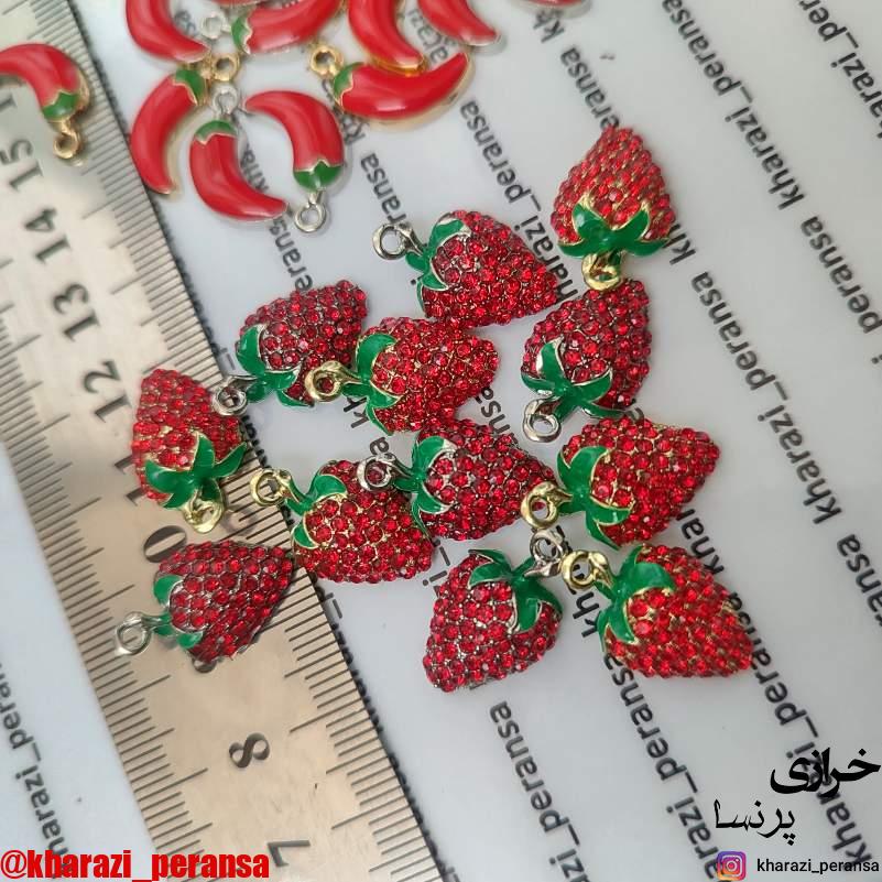 خرجکار توت فرنگی نگینی رنگ ثابت