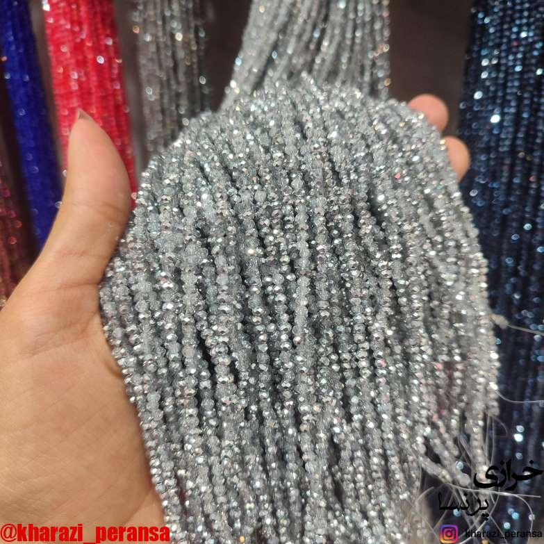کریستال  سایز2 نقره ای دو رنگ