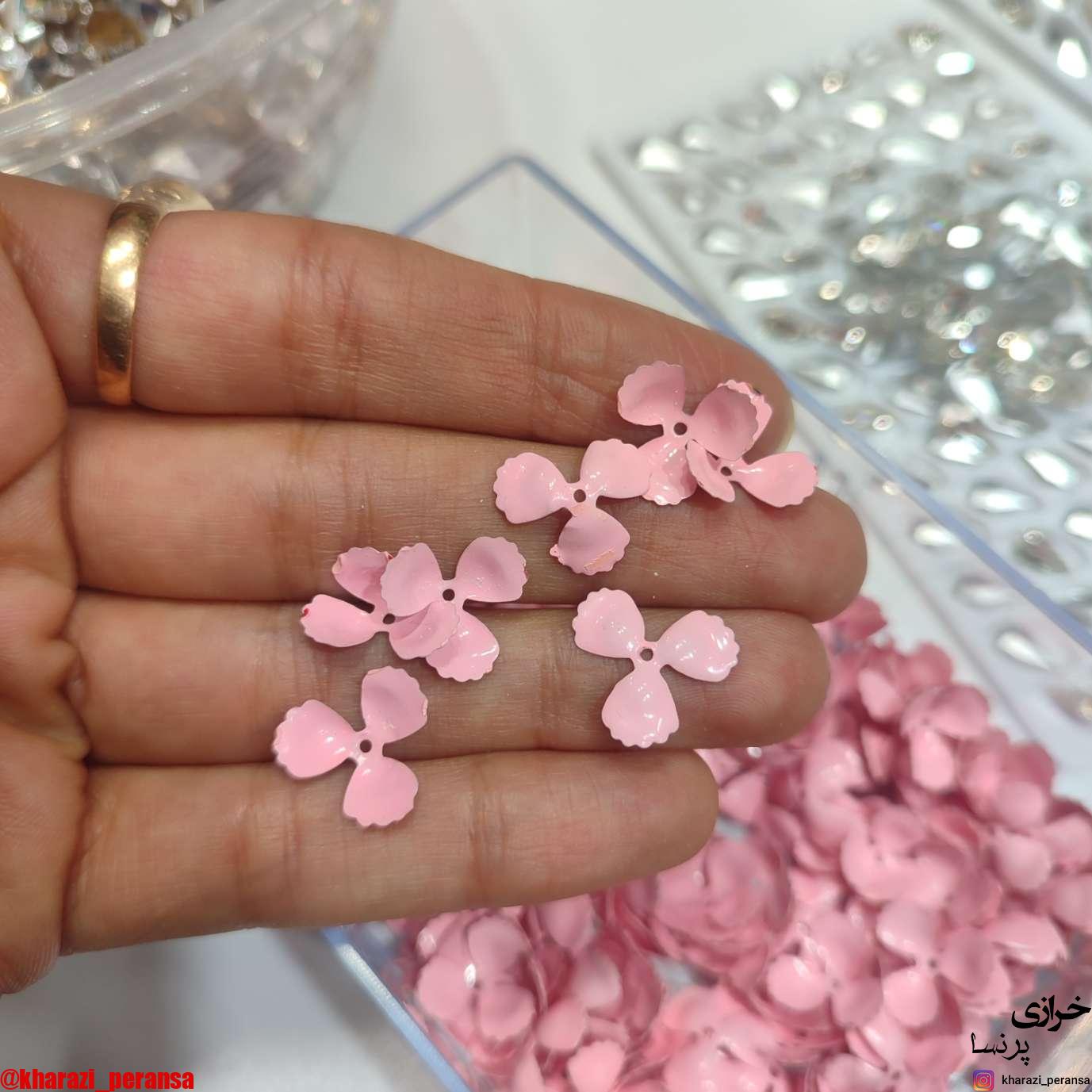 گل فلزی قابل انعطاف و رنگ ثابت صورتی بسته 10 عددی