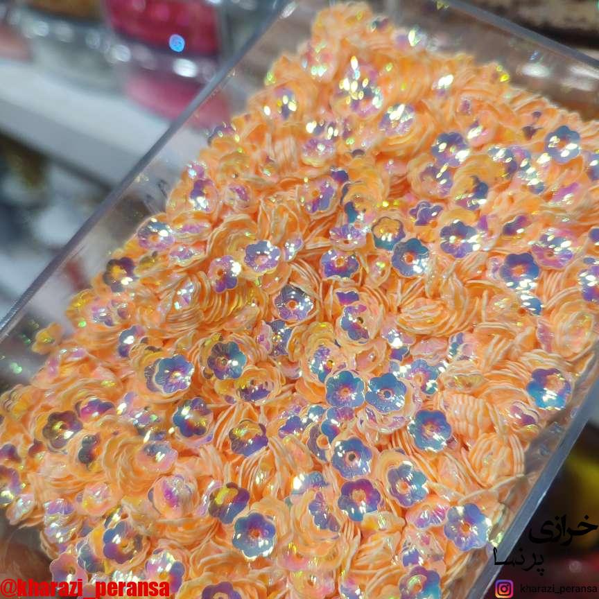 پولک گل رنگ ثابت نارنجی بسته 10 گرمی