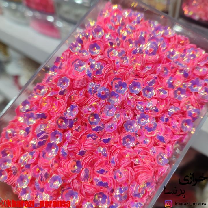 پولک گل رنگ ثابت صورتی بسته 10 گرمی