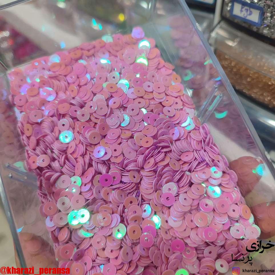 پولک تخت5 میل  صورتی شاین بسته 10 گرمی