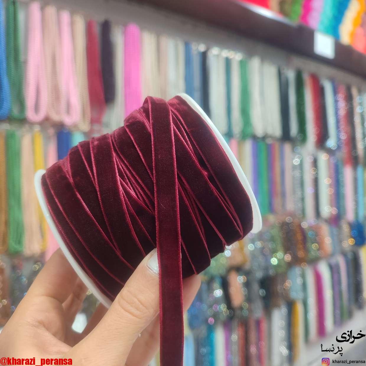 روبان مخمل  زرشکی متری