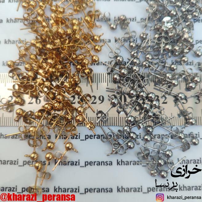 گوشواره میخی استیل و رنگ ثابت جفتی