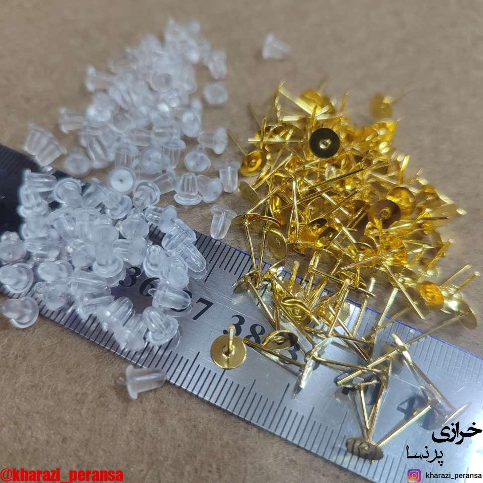 پونزی گوشواره  طلایی به همراه پشتی (بسته 10 عددی)