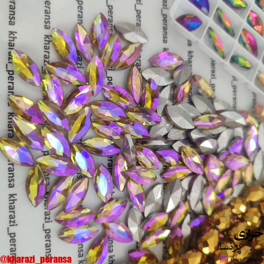 سنگ مارکیز7در15  اوپال زرد بنفش برندaaa( بسته ده عددی)