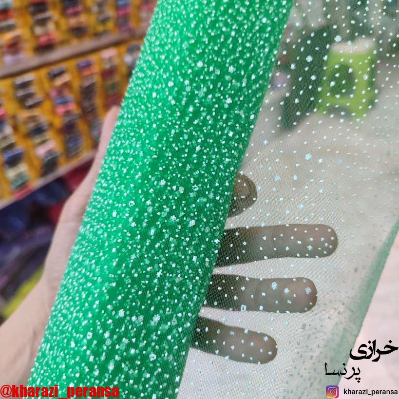 تور خالدار دونه برفی سبز(متری)