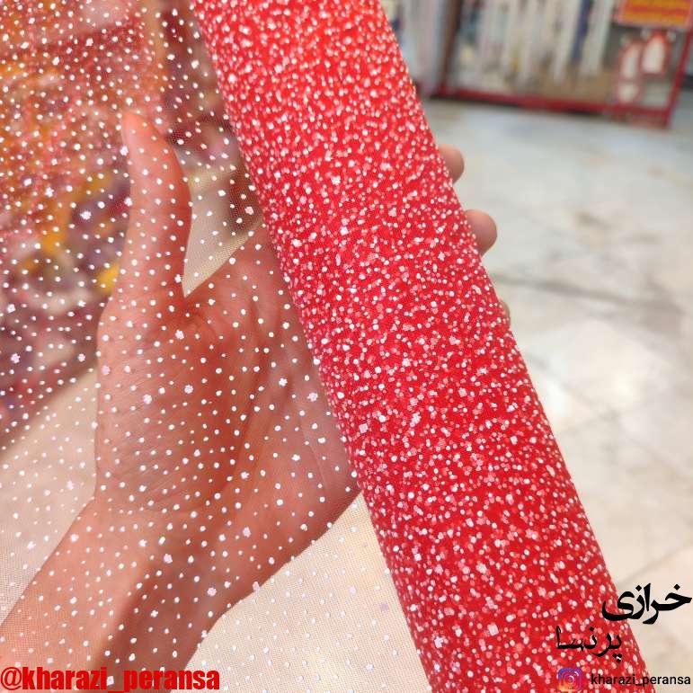تور خالدار دونه برفی قرمز  (متری)
