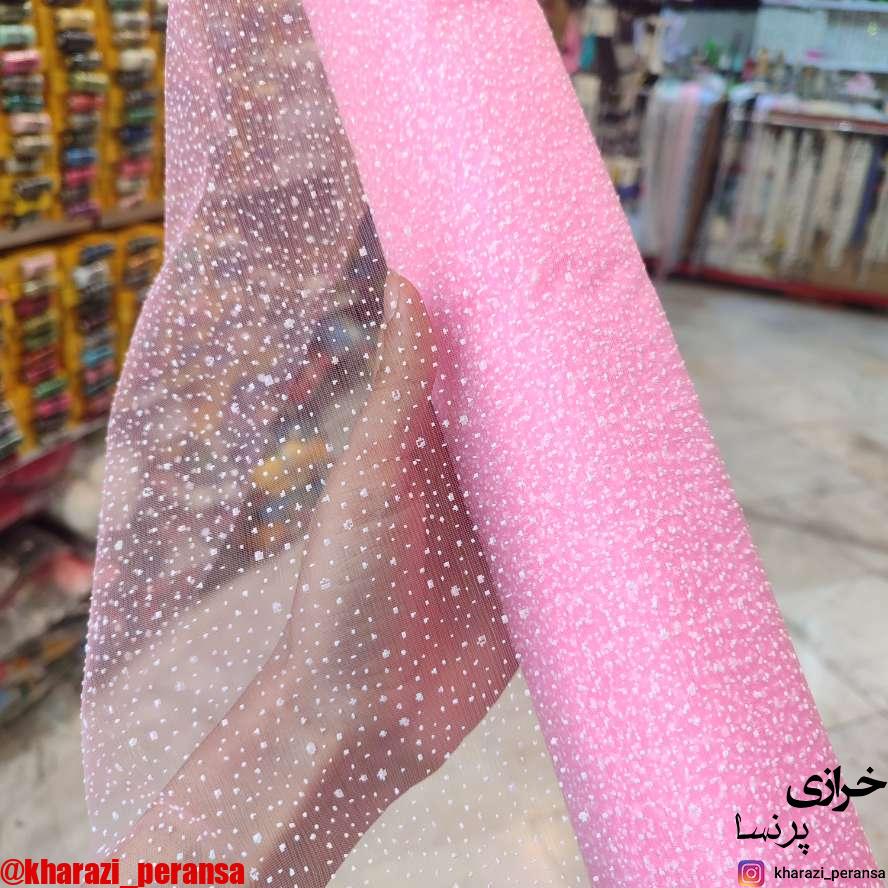 تور خالدار دونه برفی صورتی (متری)
