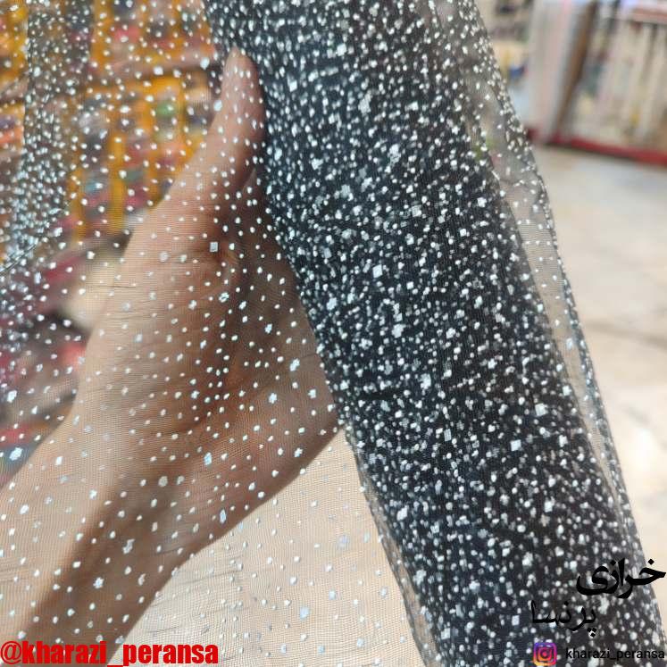 تور خالدار دونه برفی  مشکی(متری)