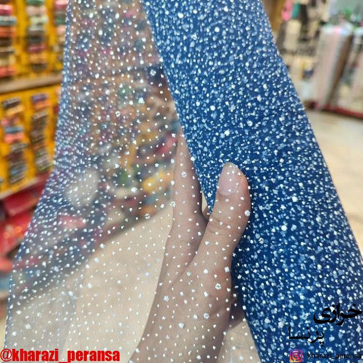 تور خالدار دونه برفی سرمه ای (متری)