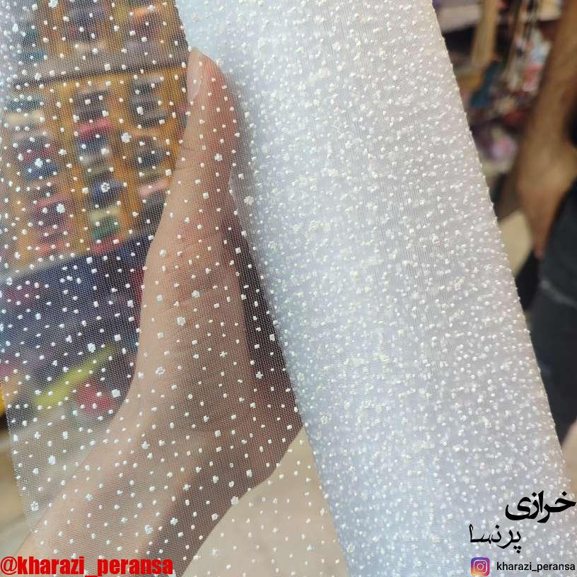 تور خالدار دونه برفی سفید(متری)