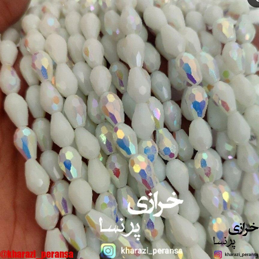 کریستال اشک سفید هفترنگ 6در12(بند 50 عددی)