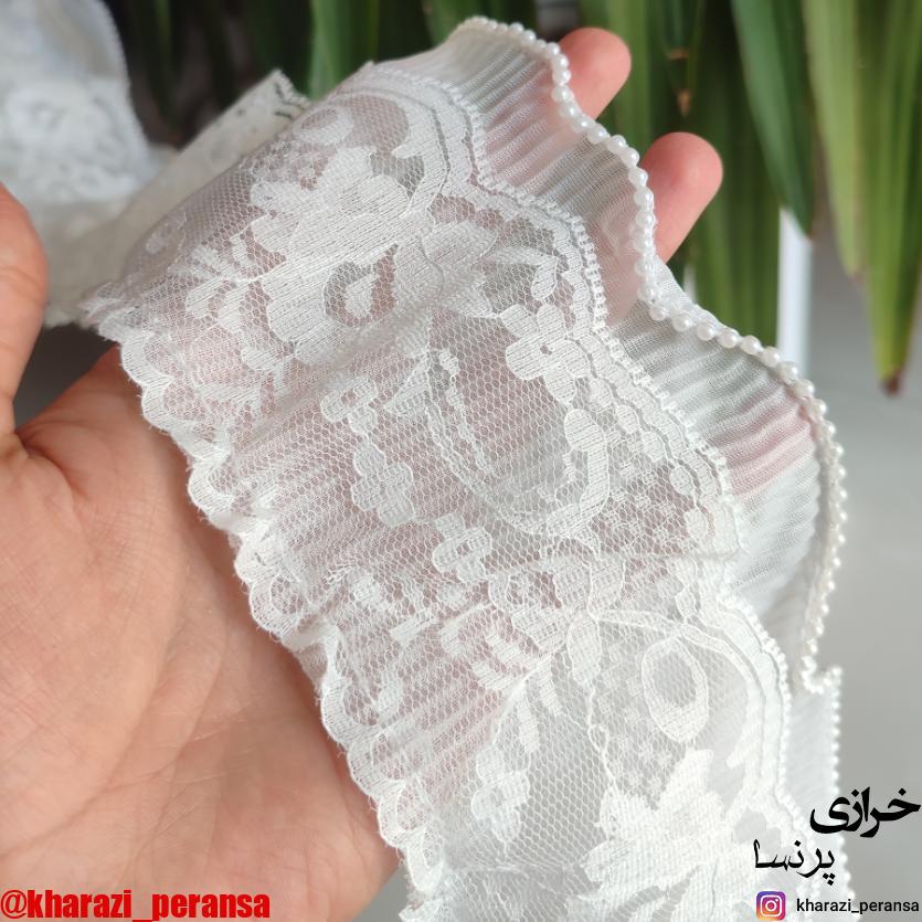 نوار پلیسه دوبل سفید مرواریدی